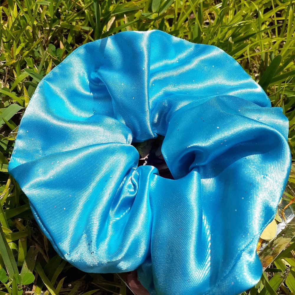 Large Sparkly Blue Scrunchie